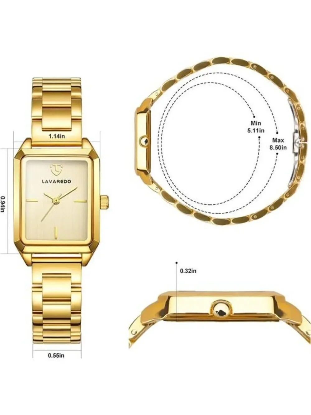 Gold Stainless Steel Quartz Bracelet Watch for Women Elegant Waterproof Gift